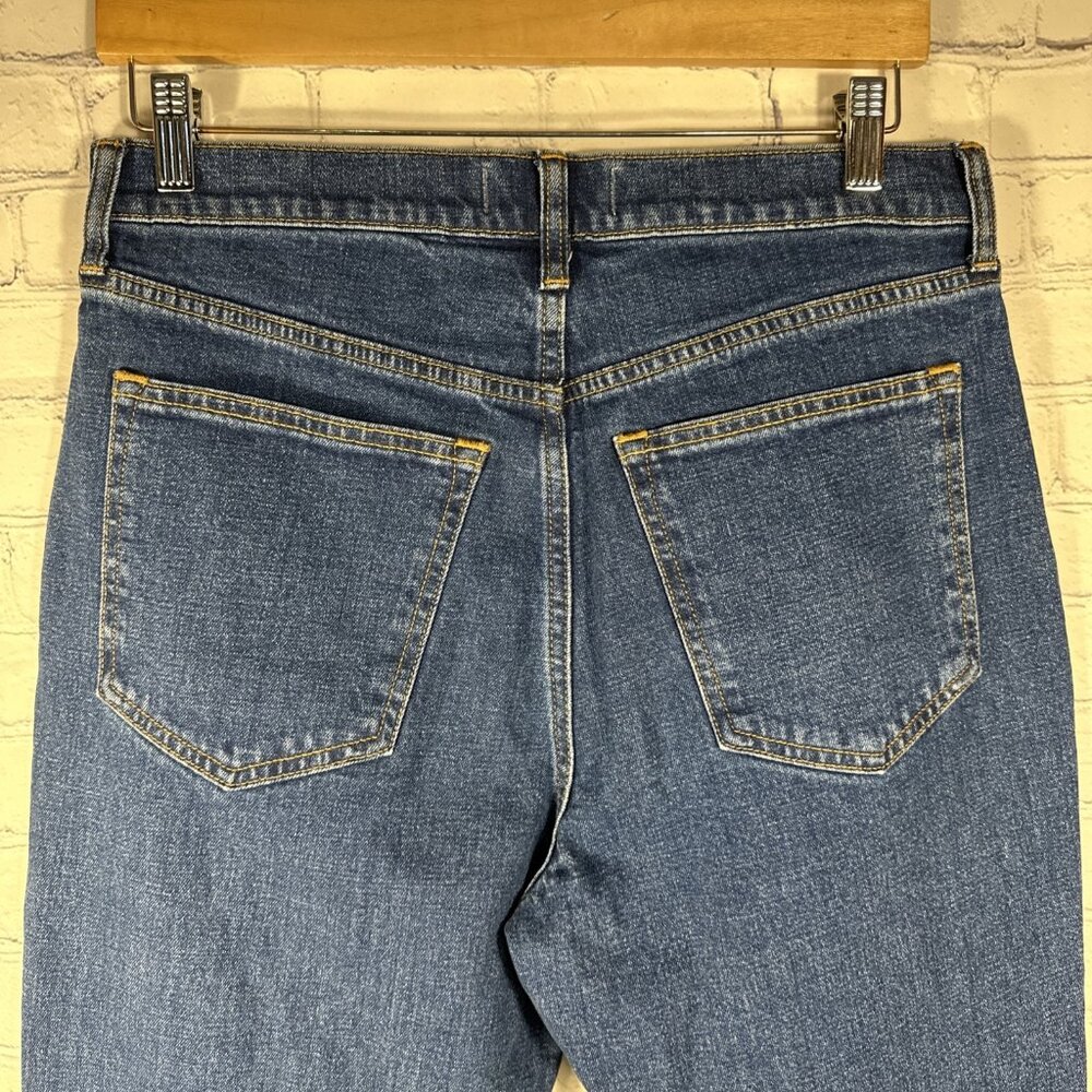 Abercrombie & Fitch Women's Straight Leg Jeans - Deep Indigo Blue Denim - Picture 5 of 10